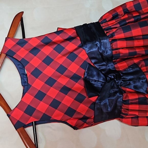 Cat & Jack | Red and Blue Checked Taffeta and Tulle Sleeveless Dress - Picture 2 of 9